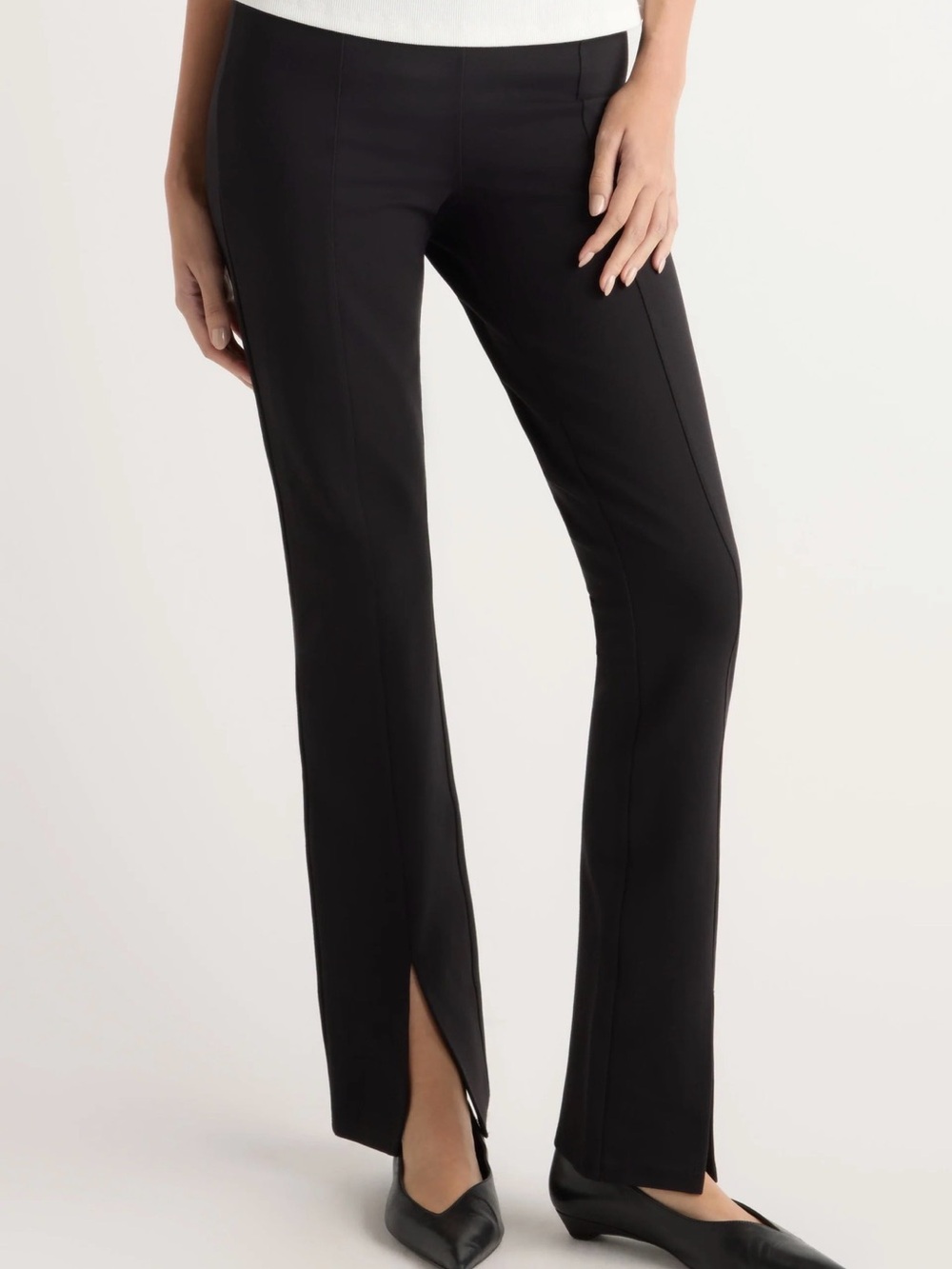 Modern Citizen Black Straight-Leg Split-Hem Pants